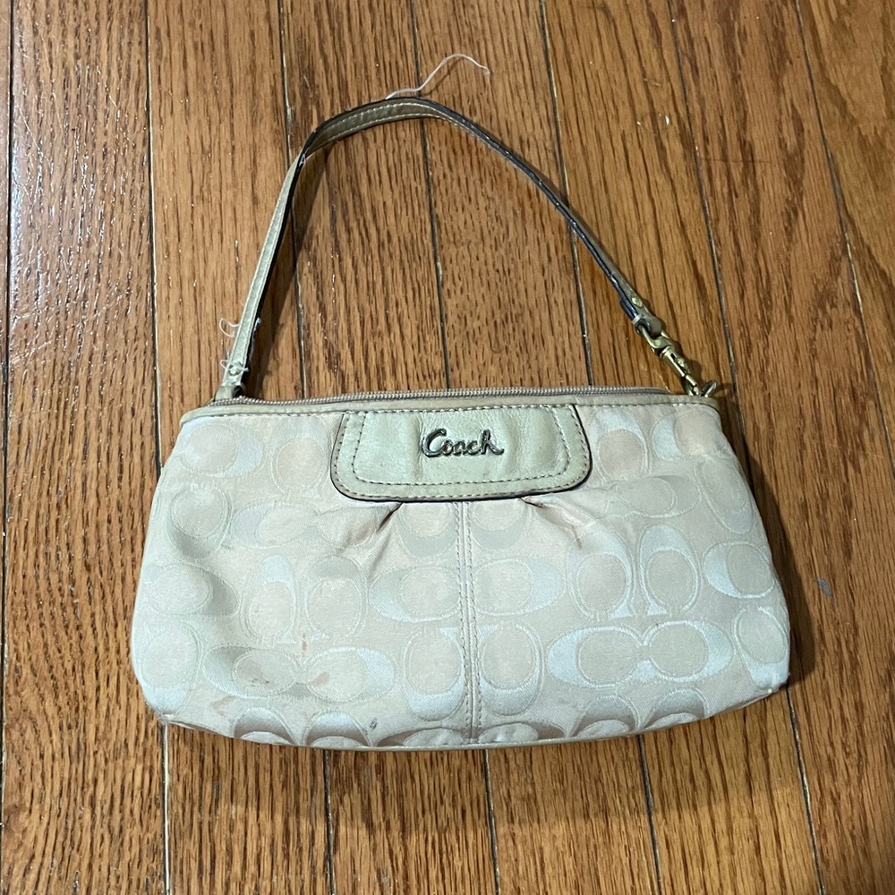 Coach Signature Beige Wristlet